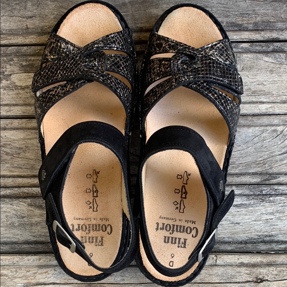 Finn Comfort Black Sandals Orthopedic Support - Picture 9 of 12
